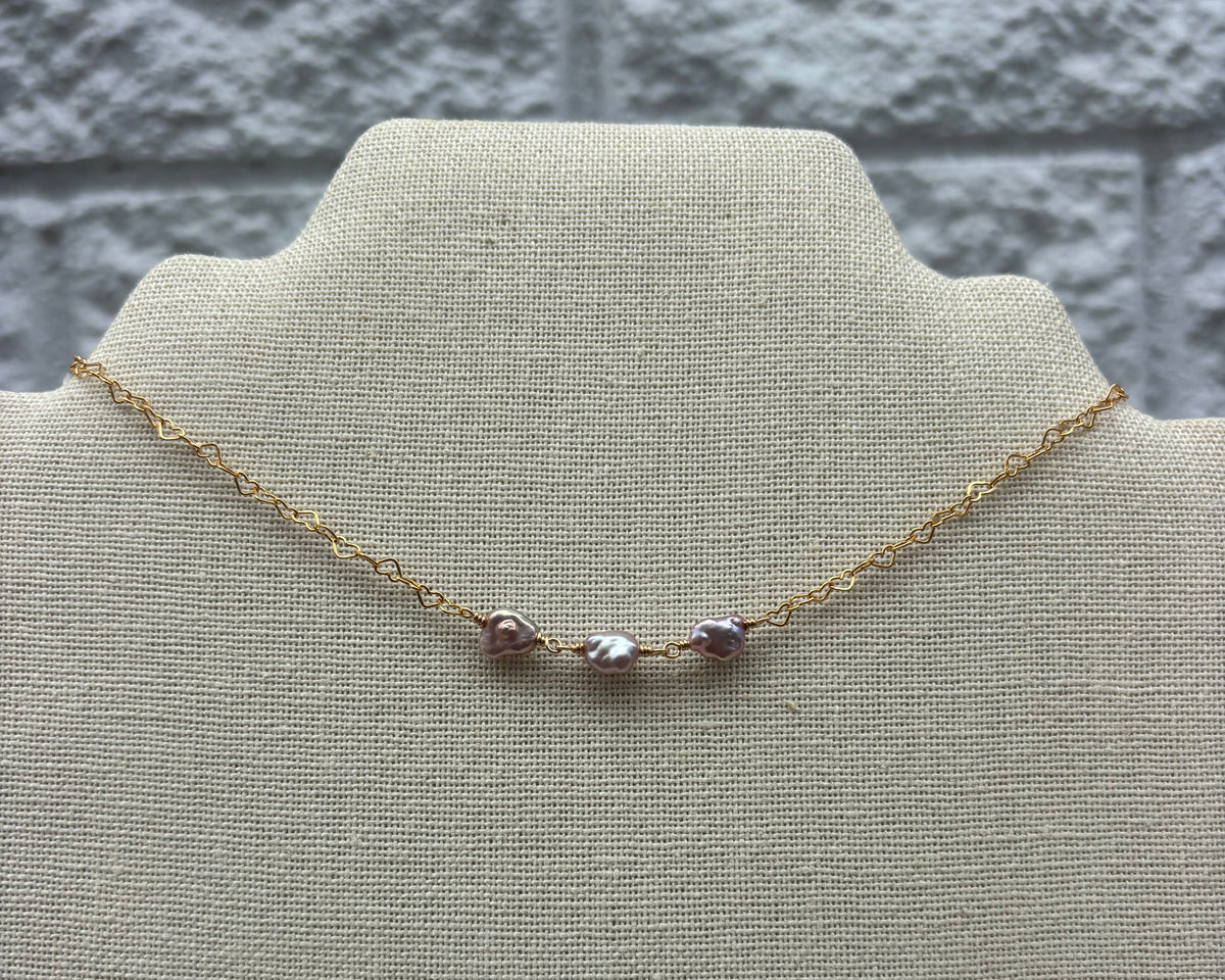 Triple Edison Keshi necklace