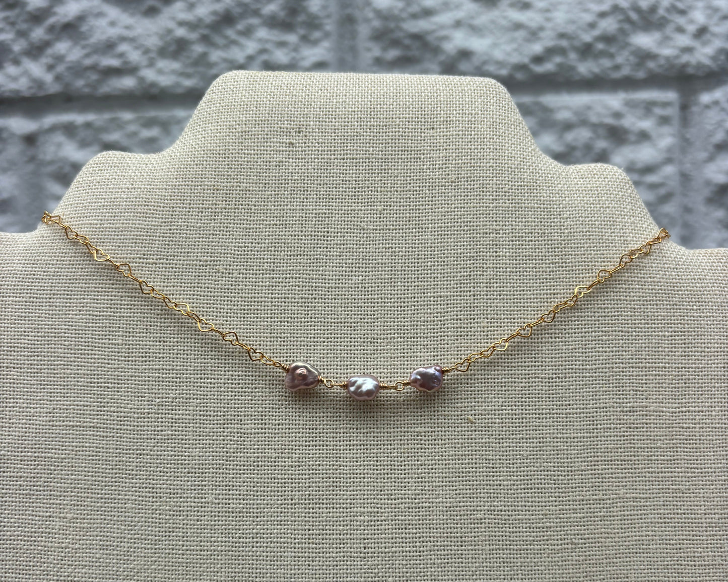 Triple Edison Keshi necklace