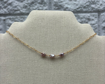 Triple Edison Keshi necklace