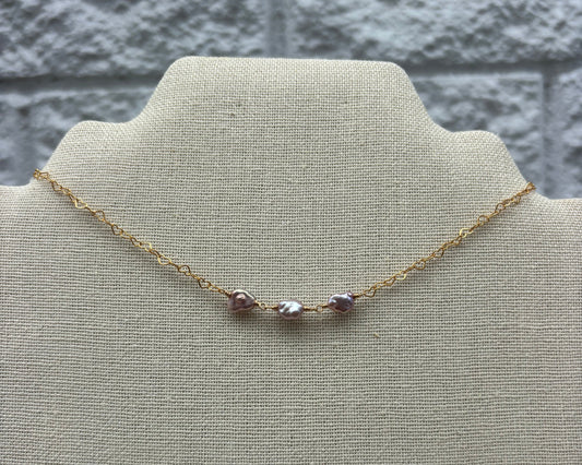 Triple Edison Keshi necklace
