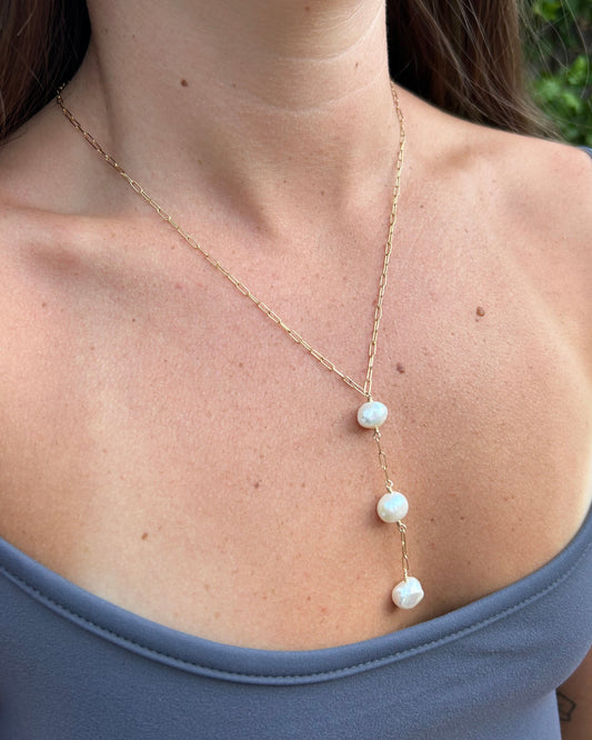 Triple Pearl Lariat