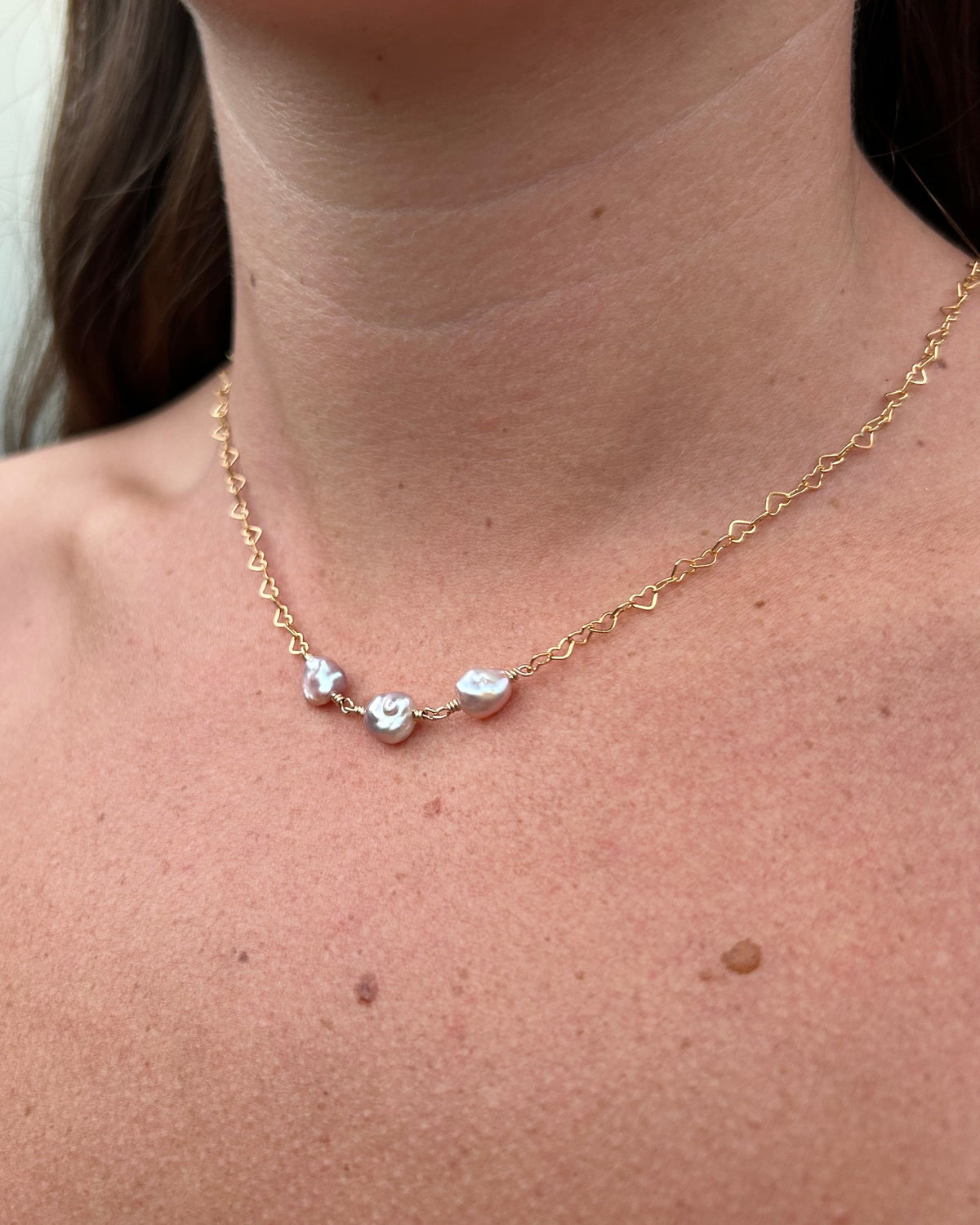 Triple Edison Keshi necklace