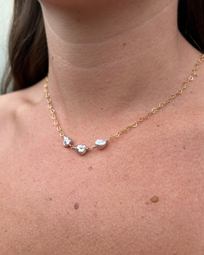 Triple Edison Keshi necklace